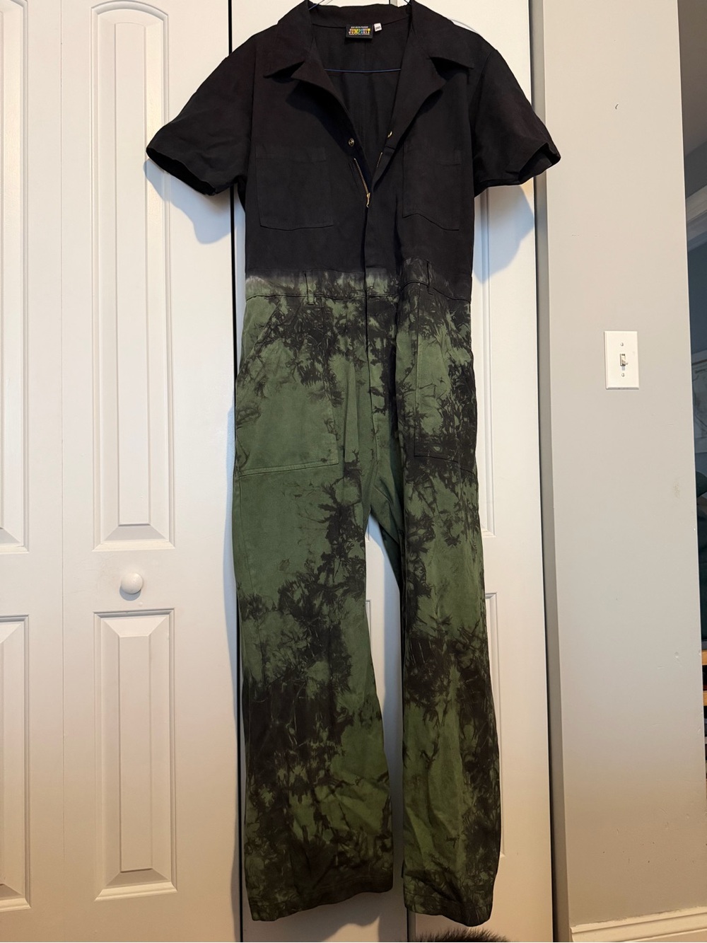 Big Bud Press Olive Green and Black Tie-Dye Jumpsuit